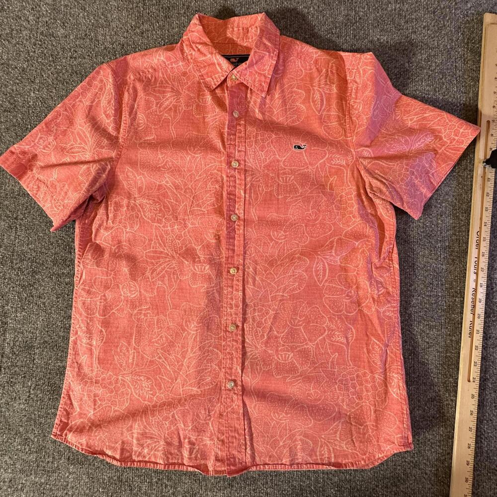 Vineyard Vines Whale Shirt - Coral Short Sleeve Button-Up (Size M)‎